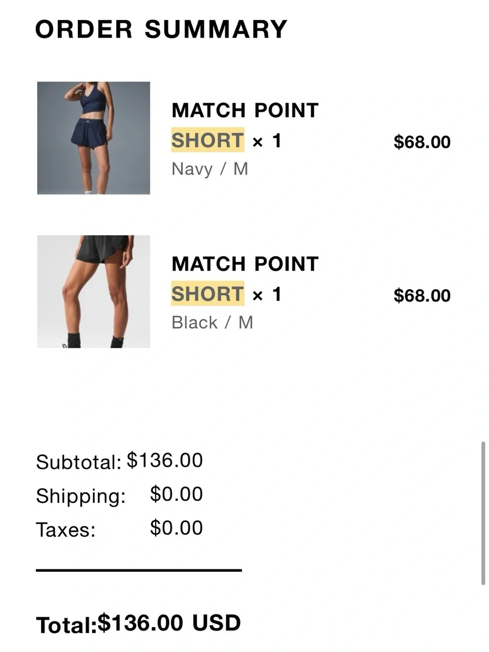 ALO Yoga Navy and Black Athletic Shorts Set - Picture 7 of 8